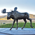 Western Style garden statue metal animal wild moose bronze sculpture